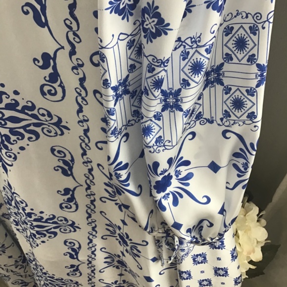 Space Flamingo Dress. White and Blue. Silk. NWT - Picture 4 of 5